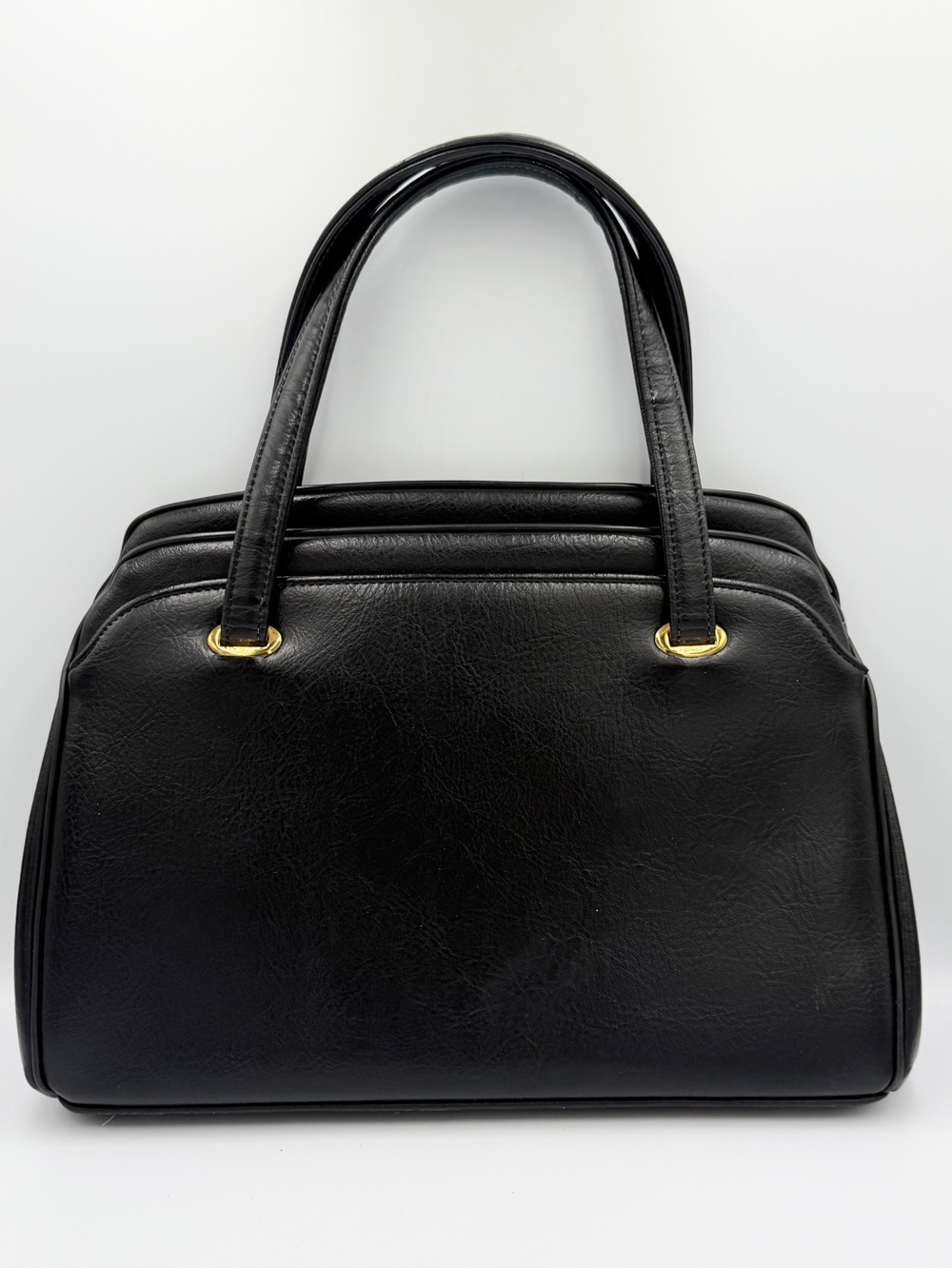 Classic Black Leather Tote Handbag